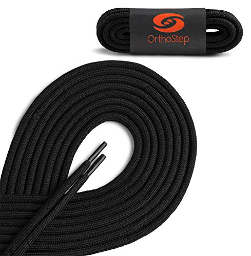 OrthoStep Round Athletic 60 inch Black Shoelaces - Durable and Sturdy Shoe laces 2 Pair Pack