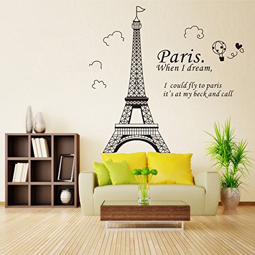 BestGrew® Paris Effiel Tower Wall Stickers Home Decals for Living Room Bedroom