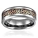 Cavalier Jewelers 8MM Comfort Fit Titanium Wedding Band | Engagement Ring with Rose Gold-Plated Celtic Knot Triquetra Over Black Carbon Fiber Inlay | Beveled Edges
