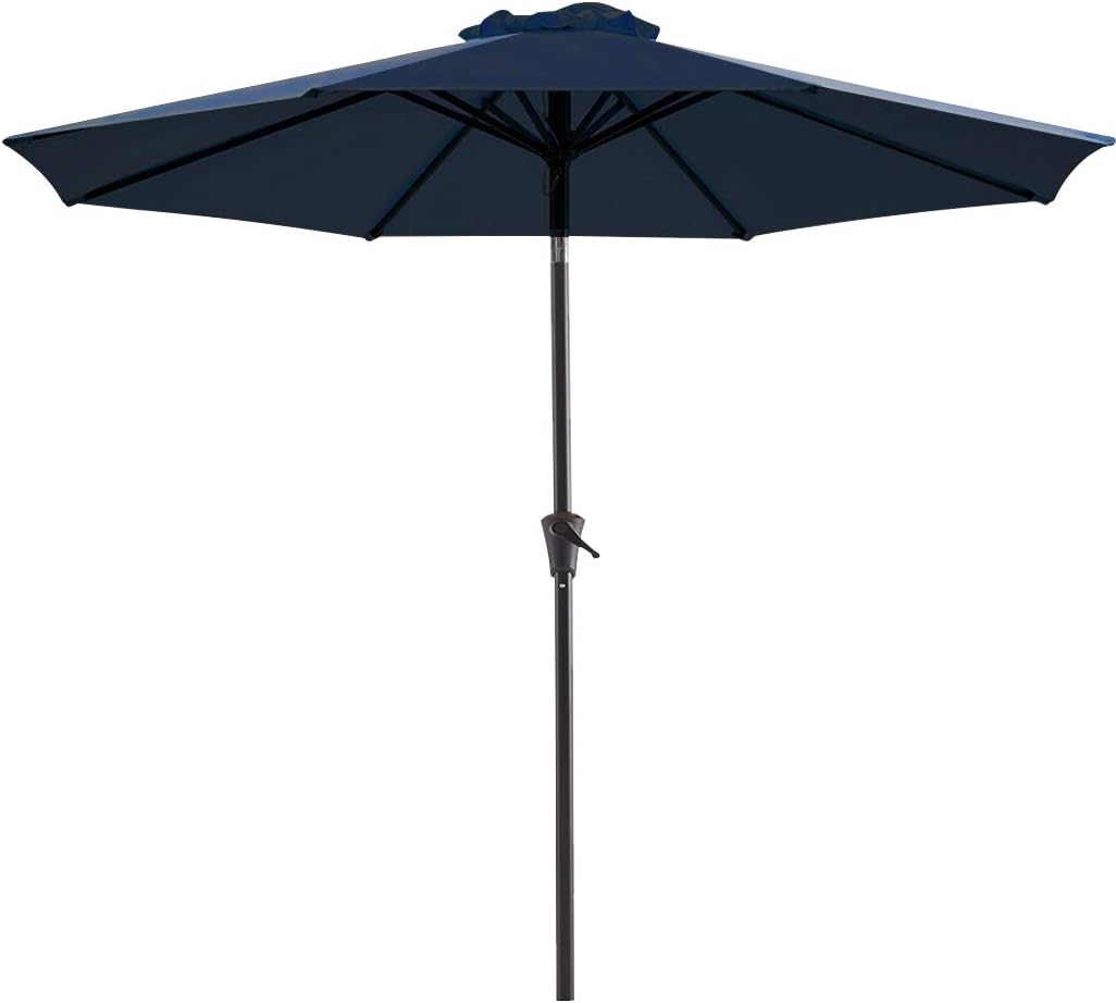Amazon Com Wuff Bluu 10ft Patio Umbrella Outdoor Market Table Umbrella With Push Button Tilt And Crank Navy Blue Garden Outdoor