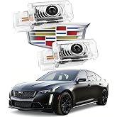 2Pcs Car Door Lights Compatible with Cadillac CT4 CT5 CT6 ATS XT4 XT5 XT6 Dual Plug Puddle Lights Welcome Courtesy Lights Auto Accesories