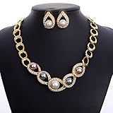 HongHu Elegant Beads Simulated Pearl Necklace Female Accessories Costume Fashion Jewelry Sets For Party