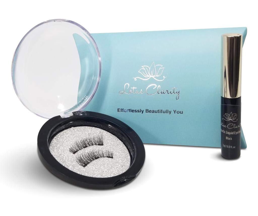 Lotus Clarity Magnetic Eyeliner And False Eyelashes 1 Pair Professional Fake Long Eye Lashes Enhancer Pack Cruelty Free Natural No Glue Certified Fda