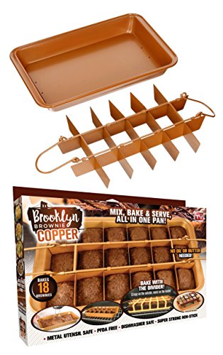 BROOKLYN BROWNIE Copper Non-stick Baking Pan with Built-In Slicer / Cutter (Large)