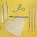 Weeding Vinyl Tools 6 Pieces Stainless Steel Precision with Case/Vinyl Craft Paper Craft Tool Kit for Silhouettes Cameos, Spatula Tweezers Fine Tweezers Lettering Scraper Hook Small Scissors Carving
