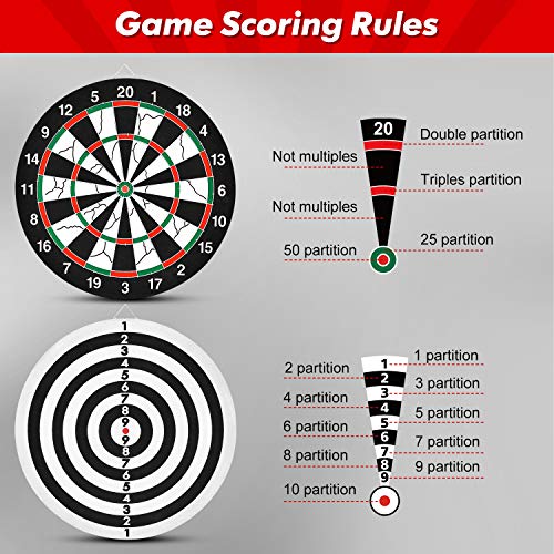 BATTOP Double-Sided Dart Board for Kids w/ 6 Steel Tip Darts,Excellent Indoor Outdoor Darts Game and Party Games for Teenage Boys Toy Gift & Adults Family Time Leisure Sport
