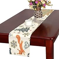 QYUESHANG Forest Animals Woodland Christmas Table Runner, Kitchen Dining Table Runner 16 X 72 Inch for Dinner Parties, Events, Decor