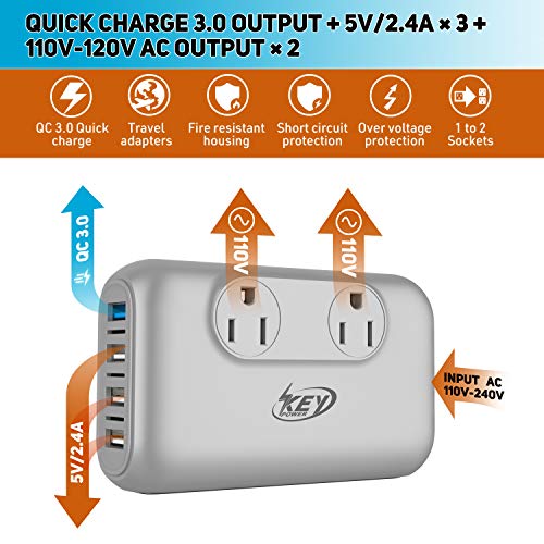 Key Power 200Watt 220V to 110V Step Down Voltage Converter, Power