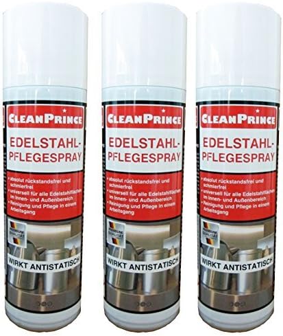 Cleanprince 3 Piece Â 300 ML Stainless Steel Care – Spray Cleaner Cleaning Agent Cooker Exhaust Hood Kitchen Railing Refrigerators Microwaves Balcony Handrails Letter Boxes Big Grease Film Interior