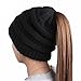 NeuFashion Beanie Tail Hats Ponytail Beanie Hats Messy High Bun Knit Beanies Warm Winter Chunky Skull Cap