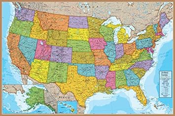 Amazon Com Waypoint Geographic Blue Ocean Usa Wall Map 24 X 36 Current Up To Date 1000 S Of Named Locations Points Of Interest Rolled Laminated Display In Office