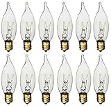 STERL LIGHTING (Pack of 12) 60 Watt Clear Flame Shaped Incandescent Chandelier Light Bulb, Candelabra Base