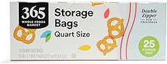 365 by Whole Foods Market, Quart Size Storage Bags, Double Zipper, 25 Count