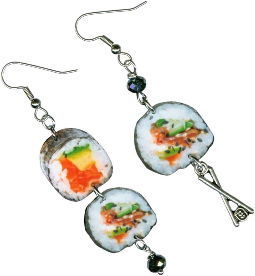 Sushi earrings chopsticks Japanese cuisine chef gift