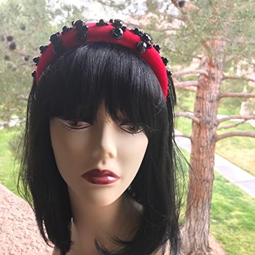 Red Velvet Puffy Women Headband Dolce Inspired Red Wedding Tiara Baroque Crown