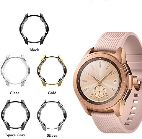 [5 Pack] Uborui TPU Scractch-Resist Cover Protective Bumper Shell Protective Band for Samsung Gear S3 Frontier SM-R760 Case/Samsung Galaxy SM-R800 Watch Case 46mm,Black+Clear+Gray+Silver+Gold