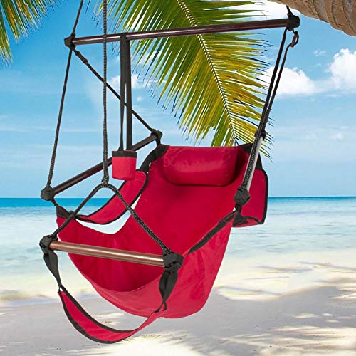 Centishop Hammock Chairs Well-Equipped S-Shaped Hook High Strength Assembled Hanging Seat Cacolet Red for Indoor/Outdoor Home Patio Deck Yard Garden Reading Leisure Lounging