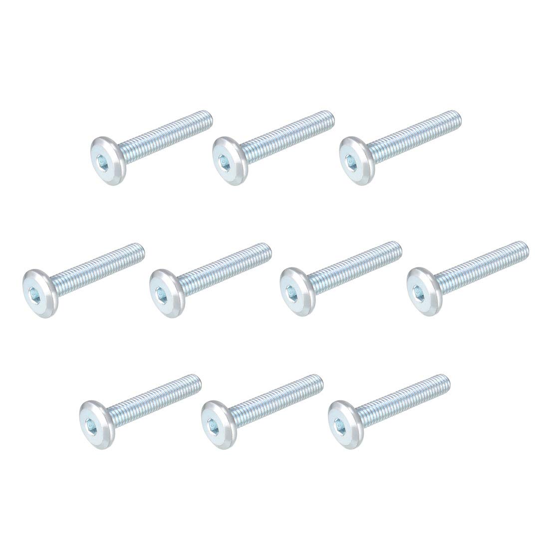 sourcing map M6x35mm Furniture Screw Hex Socket Cap Machine Screws Zinc Plated Fasteners Bolts Full Thread Carbon Steel 10Pcs