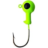 EAGLE CLAW Non-Lead Green Chartreuse White Eye Ball Head JIG 1/8OZ