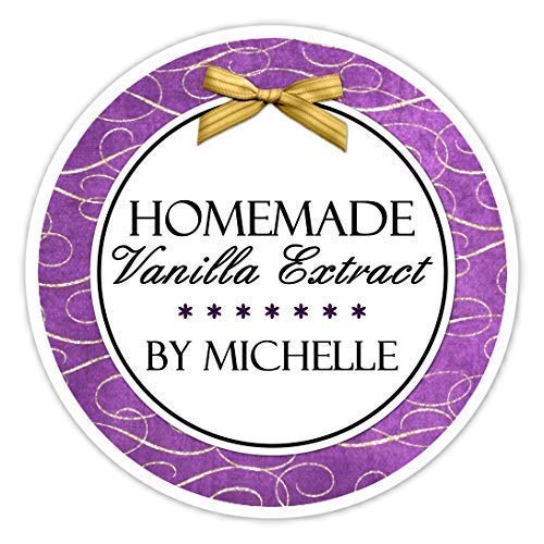 Custom Vanilla Extract Labels, Purple and Gold Swirl