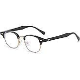 LJCZKA Round Blue Light Blocking Glasses for Men Women Small Circle Frame Glasses Anti Eyestrain Computer Gaming Eyeglasses