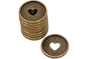 Craftelier - Metallic M Disc Rings with Die Cut Heart for Scrapbooking Binding for Planners, Agendas, Notebooks or Albums | Pack of 9 pcs. of 35 mm - Vintage Bronze Colour