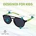 Flexible Rubber Kids Sunglasses for Boys and Girls - Bendable Unbreakable Silicone Gel Frame with Polarized Lenses - Black Frame & Neon Green Temples - by Optix 55