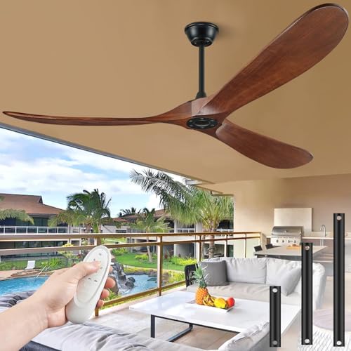 BOOSANT 72 inch 3 Blade Wood Ceiling Fan No Light