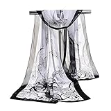 GERINLY Women Scarves Cute Butterflies Sheer Chiffon Scarf (Black+White)