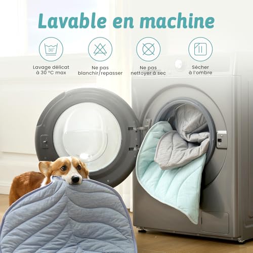 COZY KISS Cooling Pad for Dogs Cats 86 x 99 cm, Q-Max>0.4 Sheet Cooling Mat, Self-Cooling Basket, Waterproof, Non-Slip, Washable for Sofa Bed, Floor Car, Blue