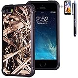 iPhone SE 5 5S Case, True Color Grass Hunter Real HD Tree Camo Emboss Printed Impact Resistant TPU Protective Anti-slip Grip Snap-On Soft Rugged Cover for iPhone 5/5S [True Impact Series] + FREE Stylus and Screen Protector