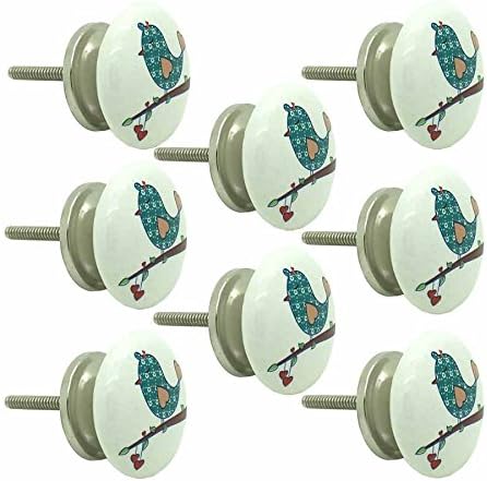JP Hardware SHWetail Ceramic Knobs for Cabinets and Cupboards- Pack of 8 Size- standard Multicolour
