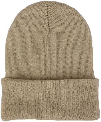 CANCA Unisex Cuff Warm Winter Hat Knit Plain Skull Beanie Toboggan Knit Hat/Cap (Beige)