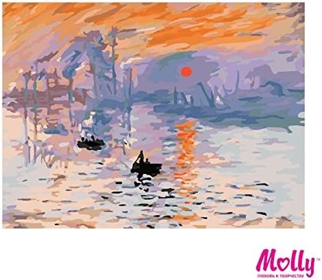 Claude Monet - Impression Rising Sun - Painting By Numbers by MOLLYS 16 x 20 inches 28 Colors with Wooden Frame 252