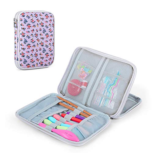 Teamoy Crochet Hook Case, Travel Storage Bag for Various Crochet Needles and Accessories