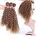 Golden Afro Kinky Curly Synthetic Hair Weave 3 Bundles 16 18 20 Inches Color 27 Heat Resistant Fiber Hair Extensions