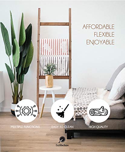 BALIBETOV Blanket Ladder-Decorative Wooden Blanket Rustic Ladder Bathroom Shelf- -Bathroom Decoration-Wooden Clothes Drying Rack-White Shelf-Ladder Bookshelf-Towel Rack Stand (Dark Brown, 5)
