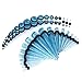 BodyJ4You 54PC Ear Stretching Kit - 14G-00G Beginner Gauges - Aqua Glitter Acrylic Tapers Spirals No Flare Plugs O-Rings - Lightweight Expanders Unisex Men Women