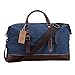 Ulgoo Travel Duffel Bag Canvas Bag PU Leather Weekend Bag Overnight (Deep Blue)