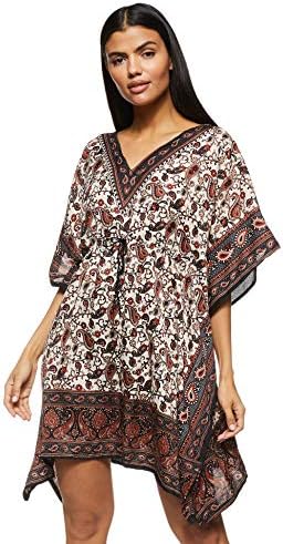 Women's Short Kaftan Ethnic Print Beach 