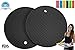 Silicone Pot Holders Set of 2 Premium Heavy Duty Multipurpose Jar Opener, Trivets, Large Coaster, Spoon Rest, Flexible, Durable, Heat Resistant Mat (Black)