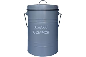 Abakoo Stainless Steel Compost Bin - Premium Grade 304 Stainless Steel Kitchen Composter - Includes 4 Charcoal Filter, Indoor Countertop Kitchen Recycling Bin Pail (1.0 Gallon (Gray))