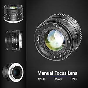 Neewer 35mm F1.2 Manual Focus Large Aperture Prime APS-C Aluminum Lens for Sony E Mount Mirrorless Cameras A7III A9 NEX 3 3N 5 NEX 5T NEX 5R NEX 6 7 A6400 A5000 A5100 A6000 A6100 A6300 A6500
