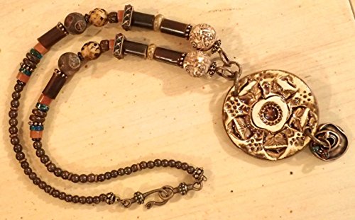 Brown Ceramic Tribal Flower Necklace