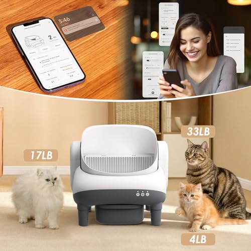 Automatic Cat Litter Box Self Cleaning for Cats, Litiere Pour Chat Autonettoyan, Large Top Entry Smart Litter Box with APP Control, Pedal Mat, Bags,15-Day Odor-Free,Robot Box Safe for Cat,Low Noise