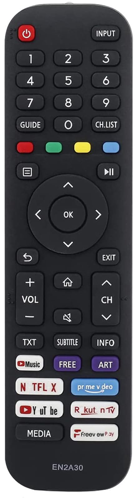 EN2A30 HT266544 Universal Remote Control Compatible for Hisense Smart TV 43A7100FTUK 50A7100FTUK 55A7100FTUK 65A7100F 65A7100FTUK 43A7300FTUK 50A7300FTUK 55A7300FTUK 65A7300FTUK 50A7500FTUK