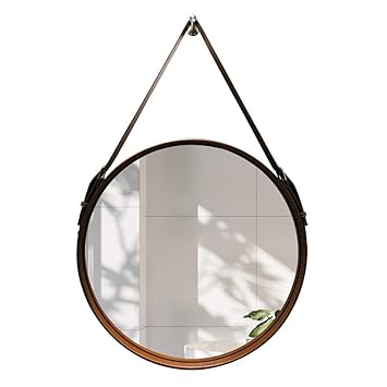 Amazon Com Wall Mirror Makeup Mirror Leather Frame 19 6 27 5inch