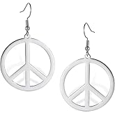 LIKGREAT Peace Pendant Hook Earrings Peace Sign Symbol Dangle Drop Earrings for Women