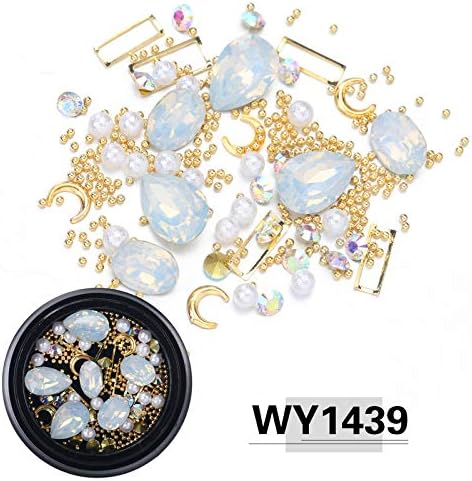 Mixed Shape Opal Nail Resin Rhinestones Gems 3D Tip Drill Copper Nail Charm Beads Studs Manicure Nails Art WY1439