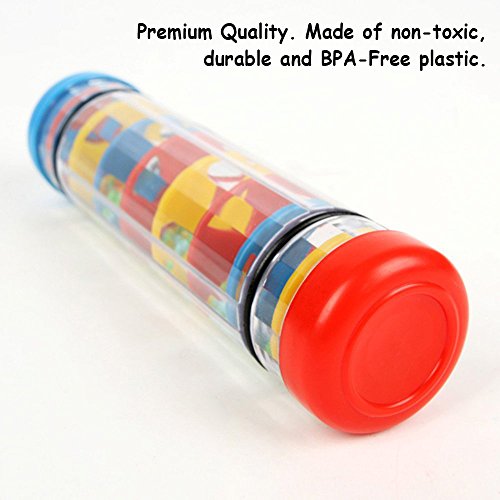 Deardeer 8 inches Toddler Rainmaker Toy Rainstick Rattle Mini Tube Shaker Rainfall Auditory Sensory Instrument Toy for Baby